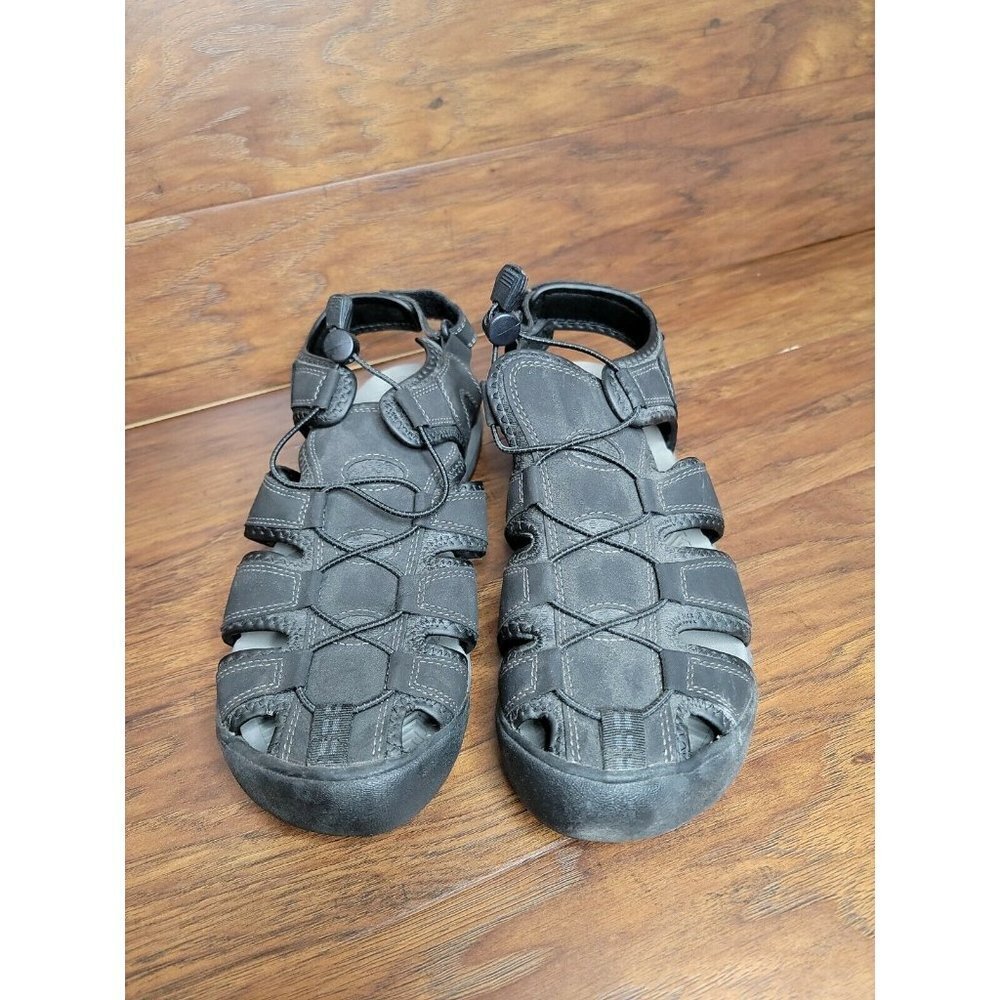 Khombu Mens Black Travis Sandals Men's Size 11 Adjustable w/Hook & Loop
